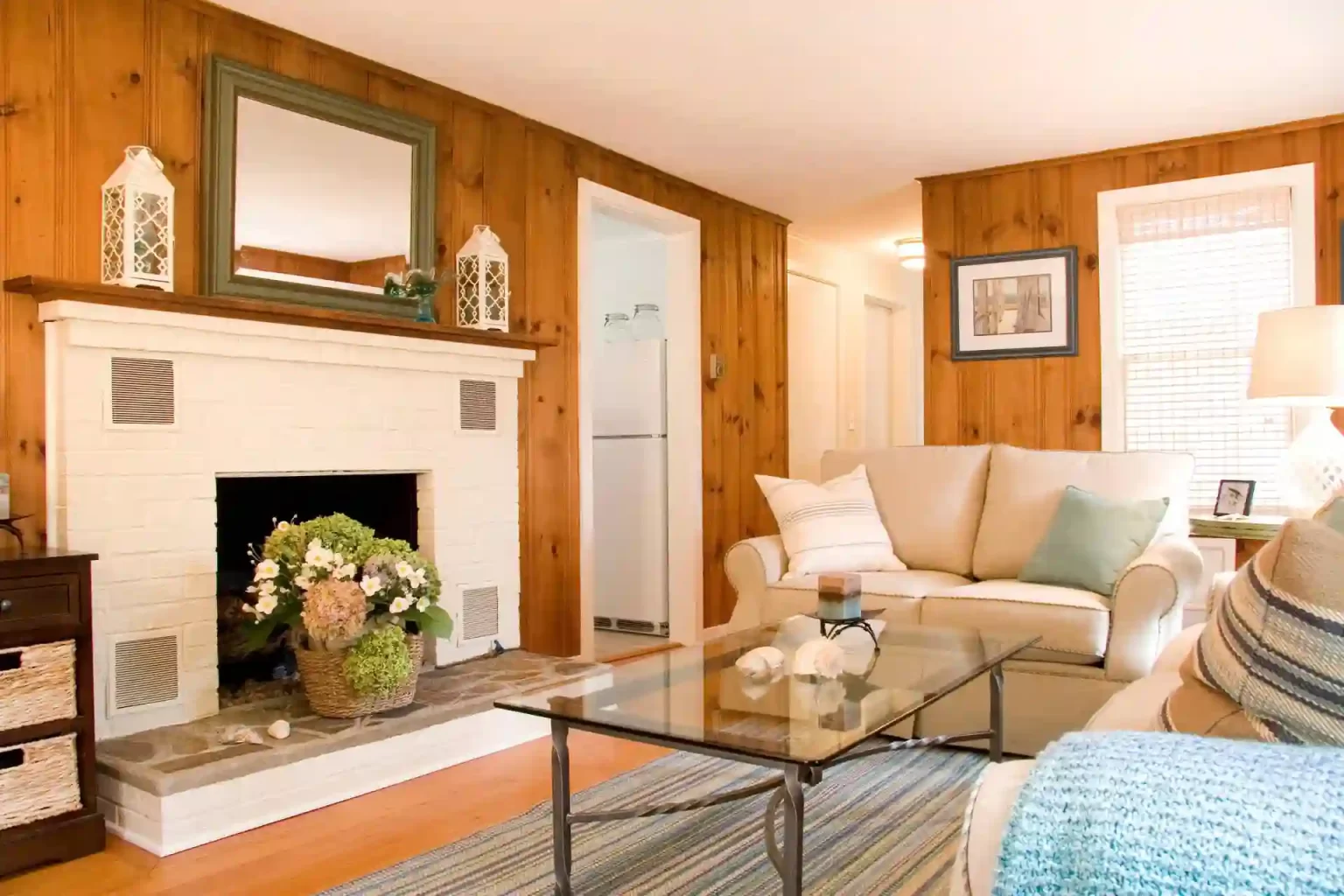 how to whitewash knotty pine walls