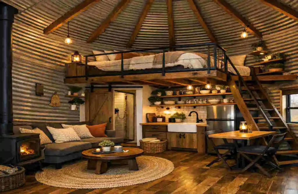 Grain Bin House Interior: Trendy, Cozy, and Space-Smart Tiny Living