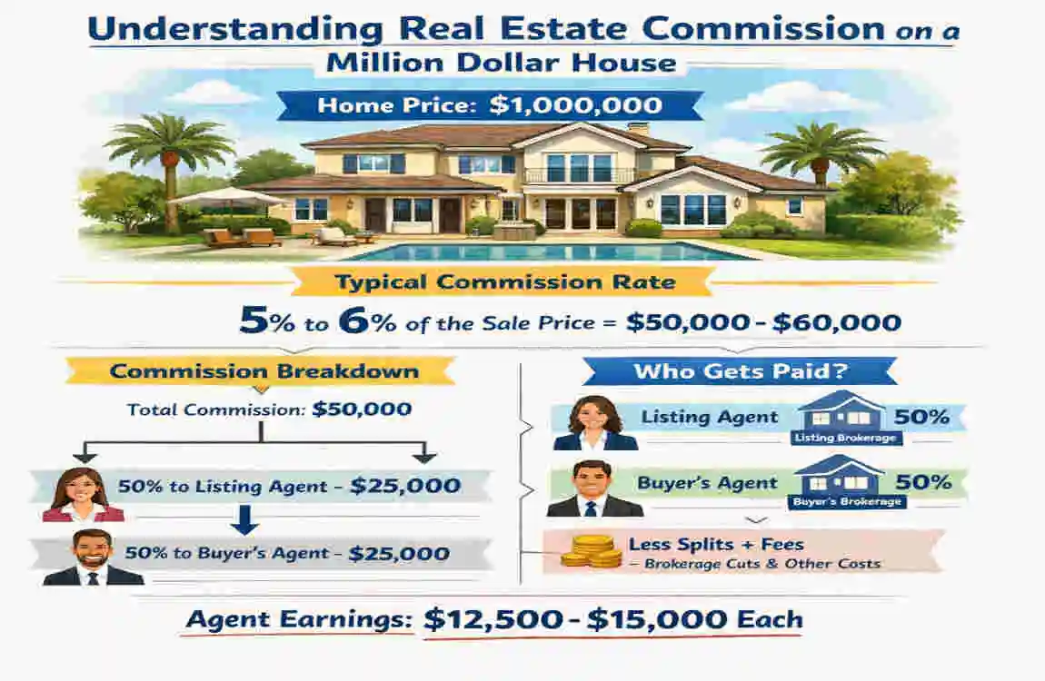 What is the average real estate commission on a million-dollar home?