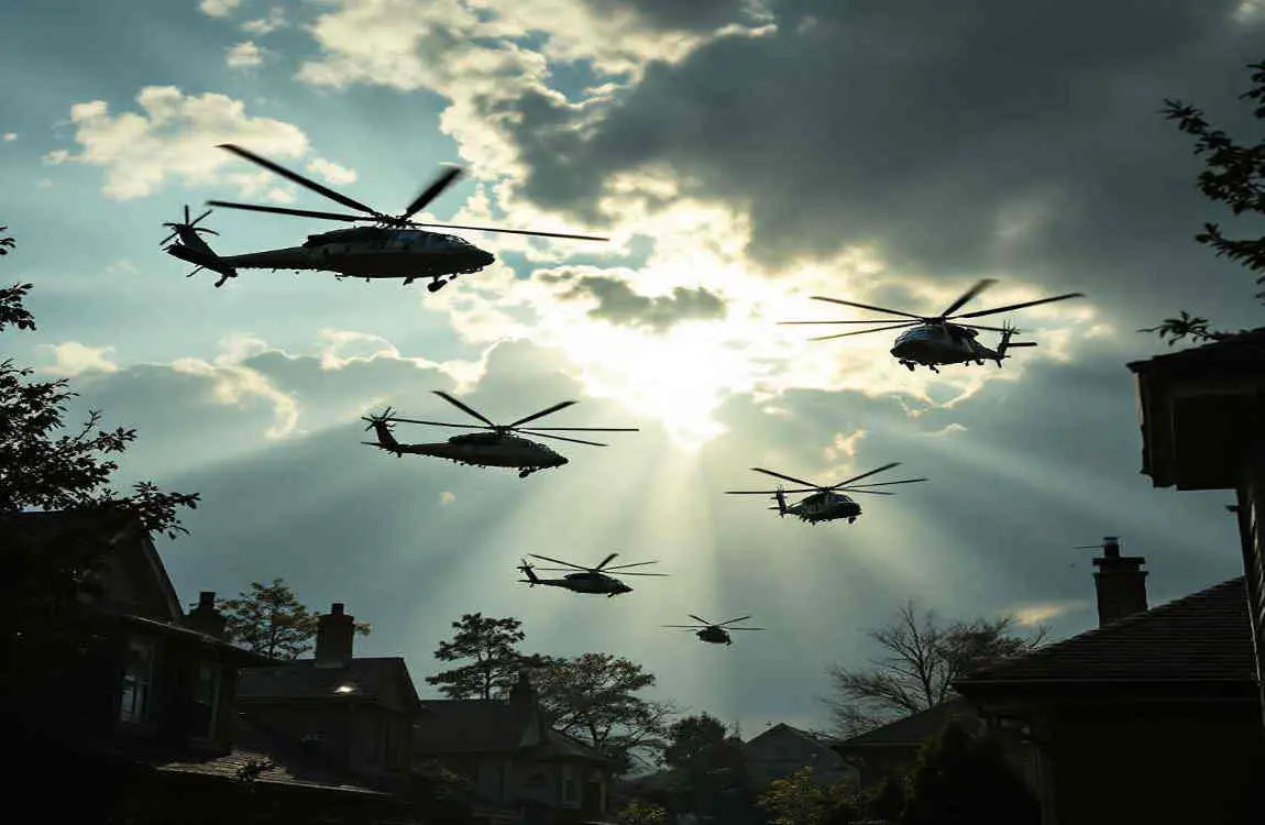 why are there helicopters flying over my house