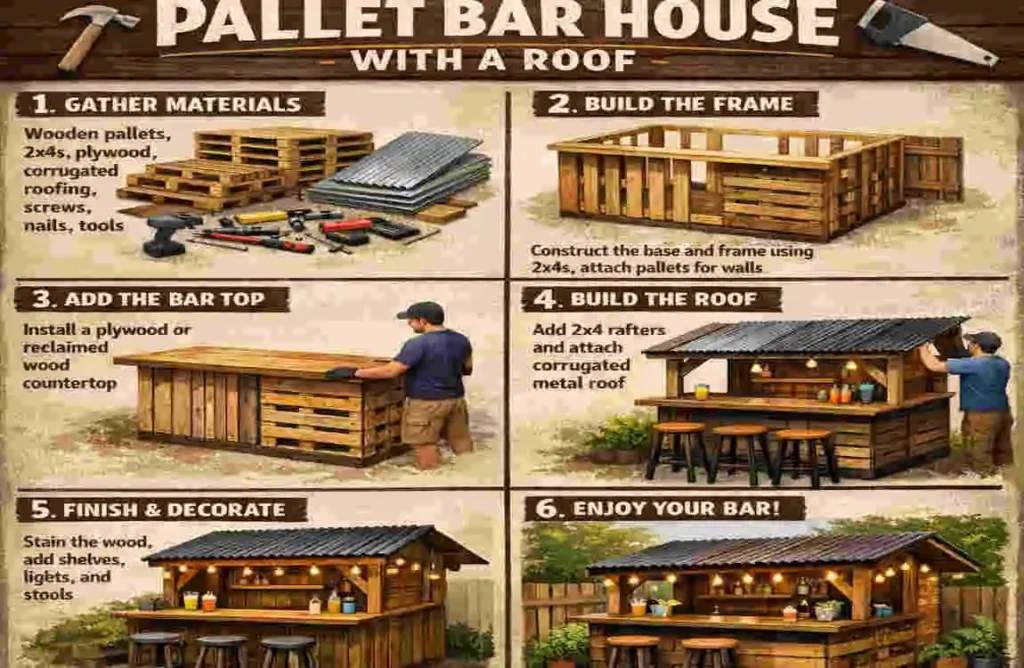how to build a pallet bar with roof