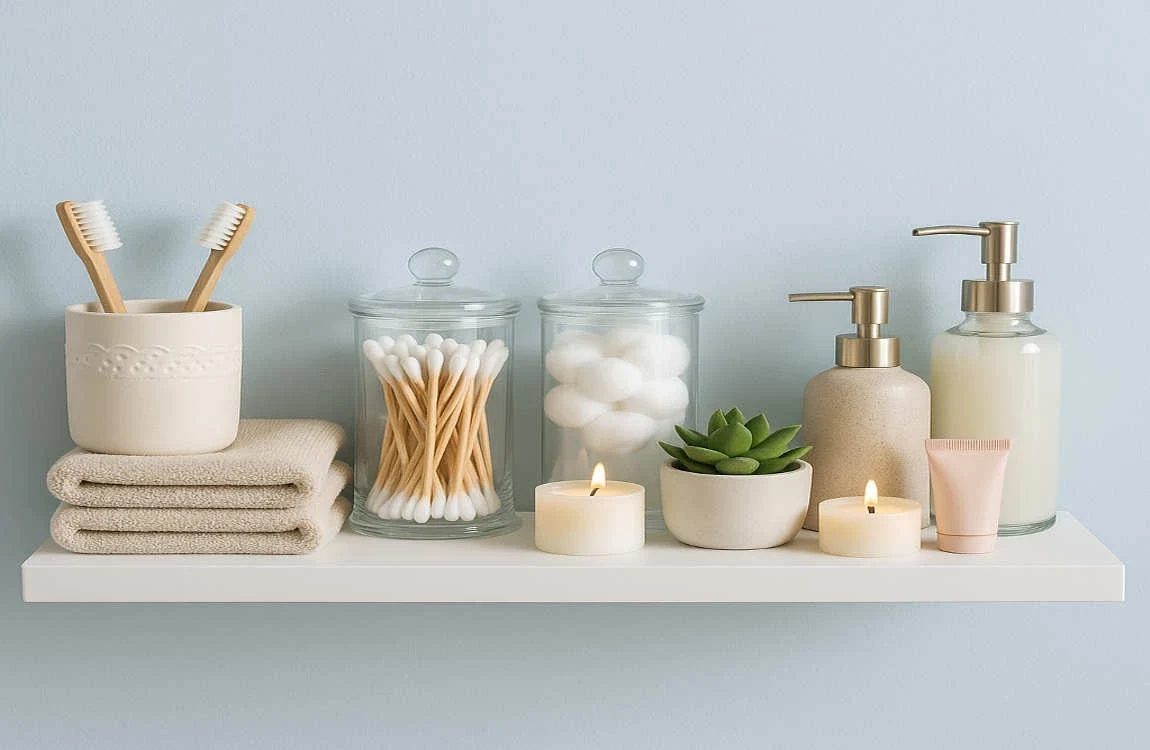 what to put on a bathroom shelf