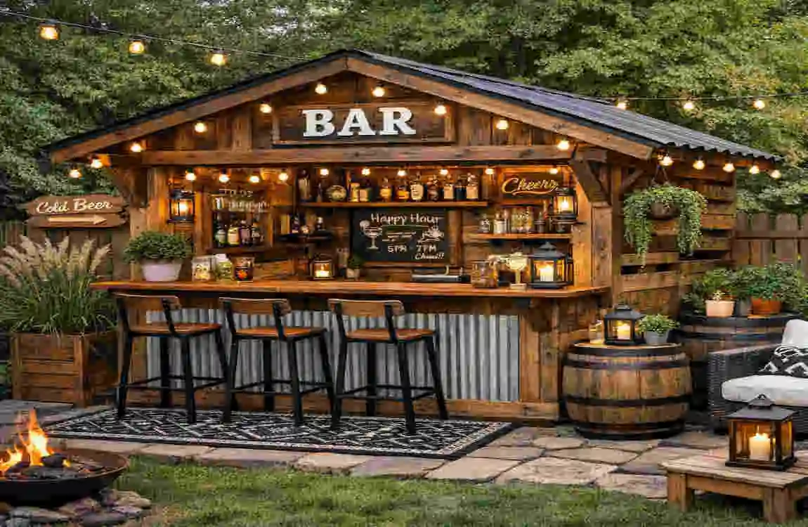 how to build a pallet bar with roof