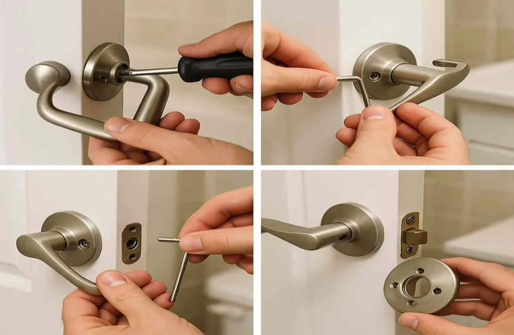 how to remove bathroom door handle