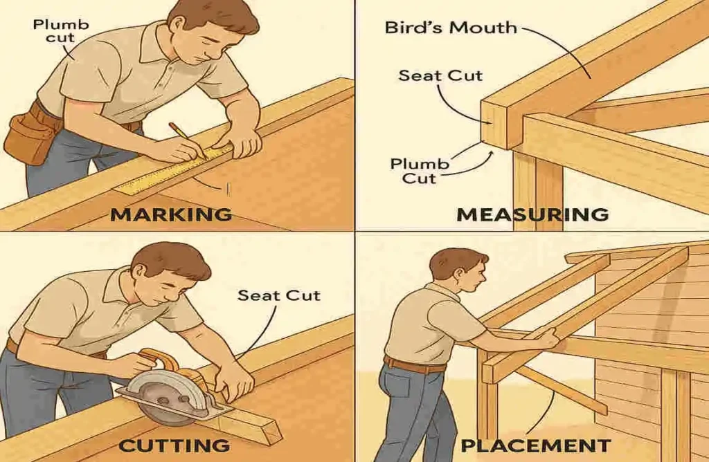 how to cut rafters for a lean to roof