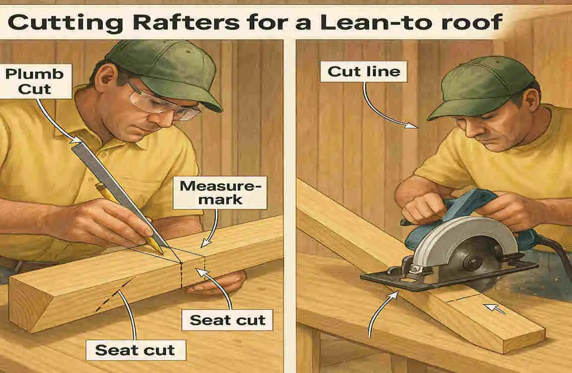 how to cut rafters for a lean to roof