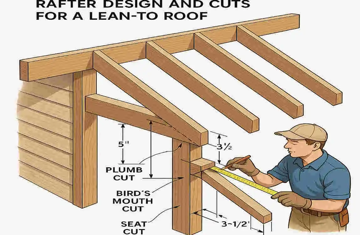 how to cut rafters for a lean to roof