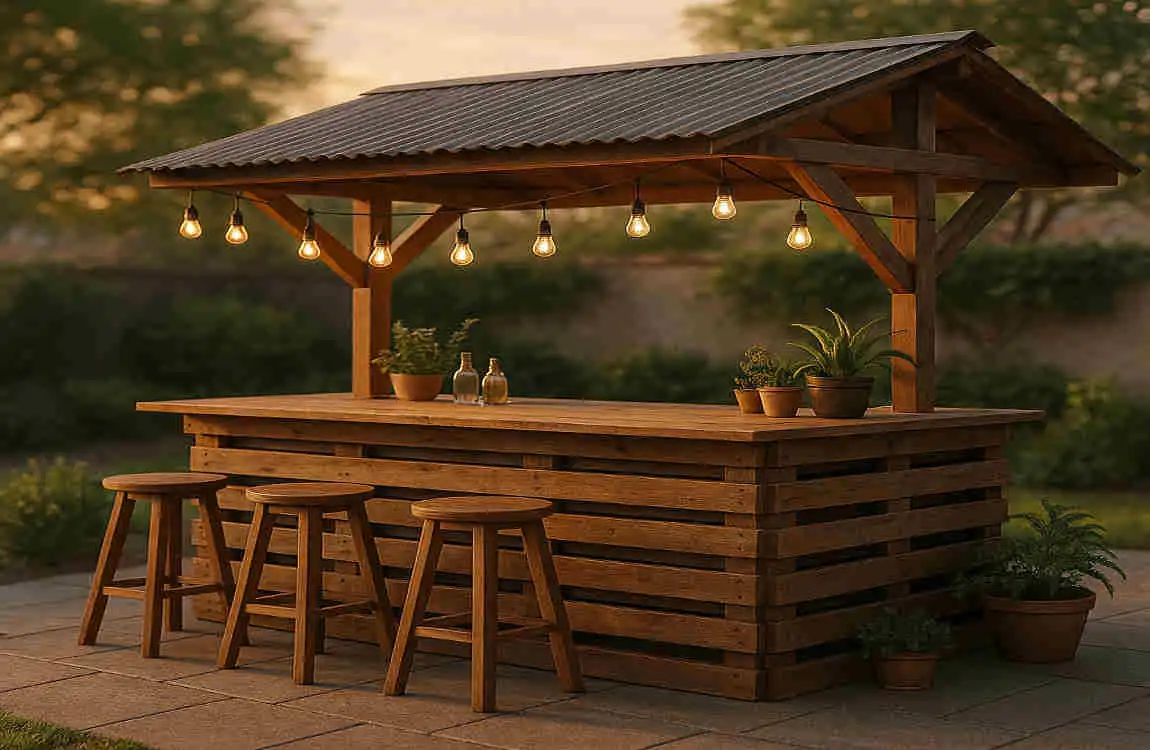 how to build a pallet bar with roof