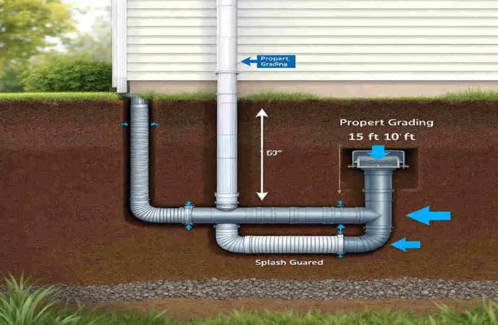 how to drain downspout water away from house