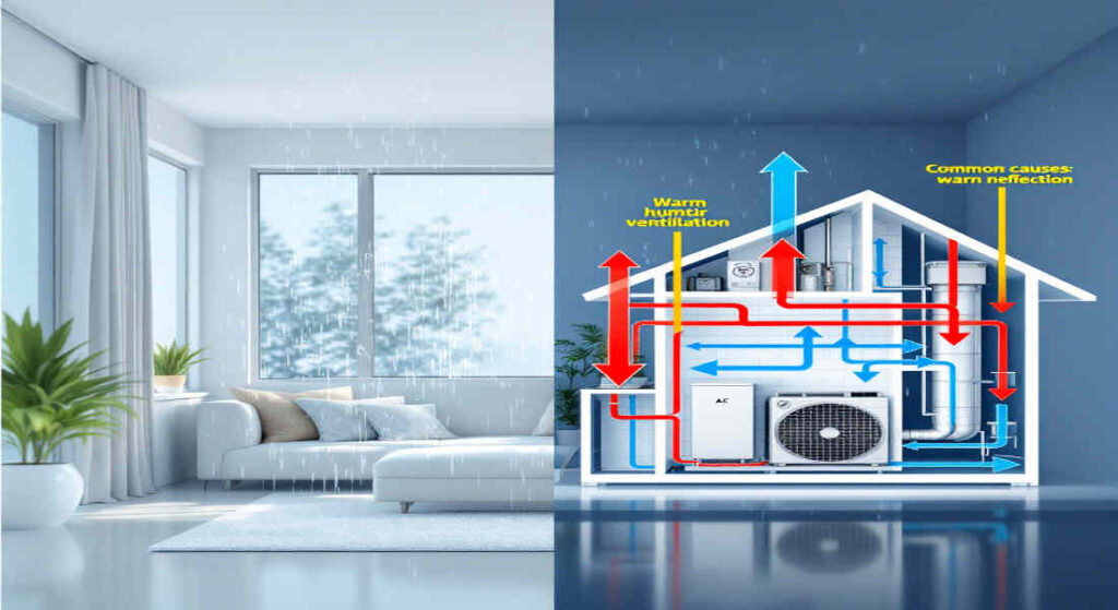 why does my house feel damp with ac on
