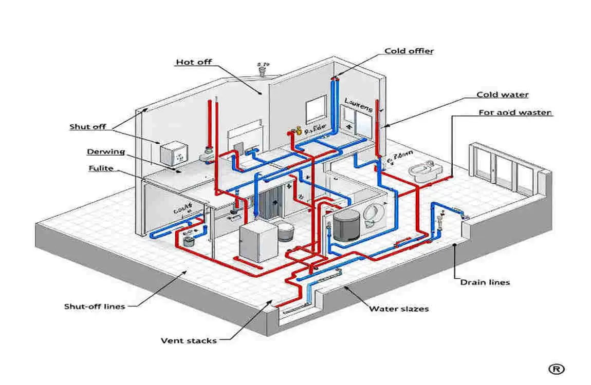 how to draw a home plumbing riser diagram