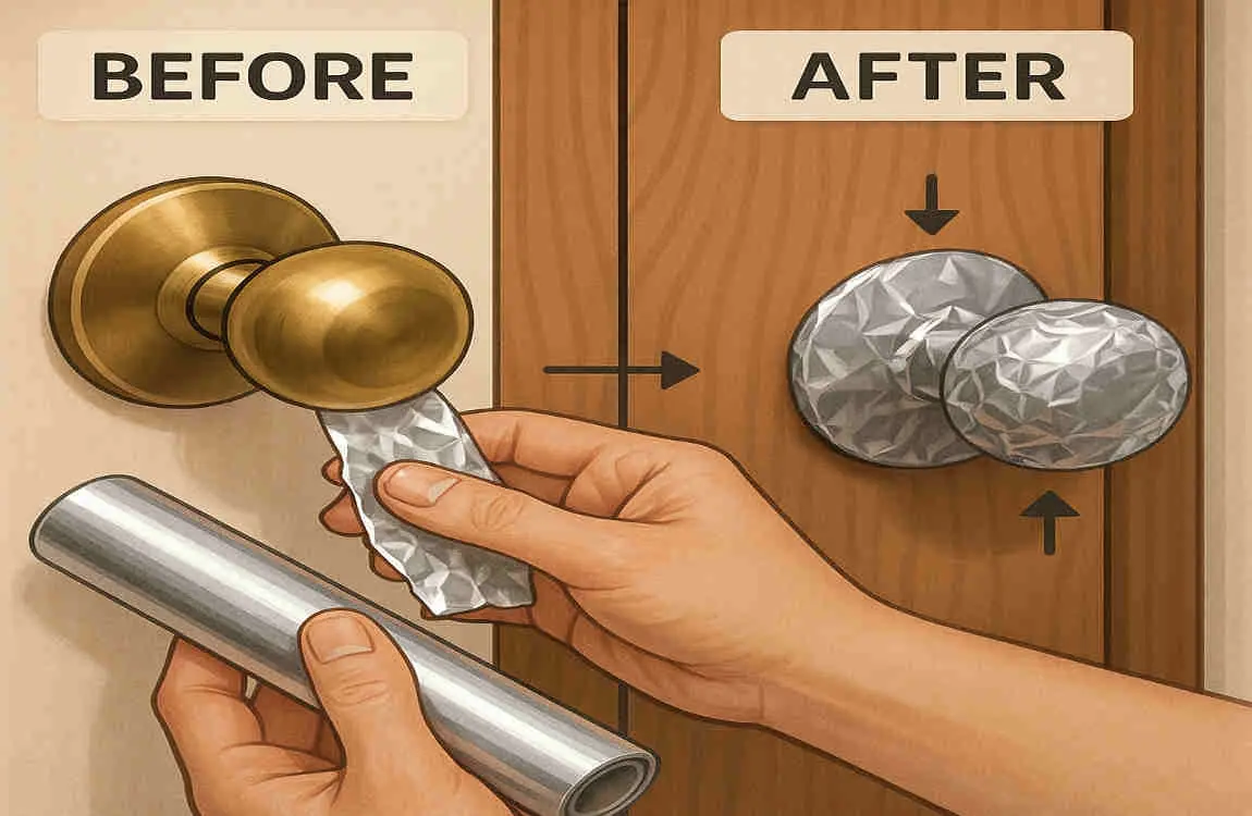 wrap foil around door knob