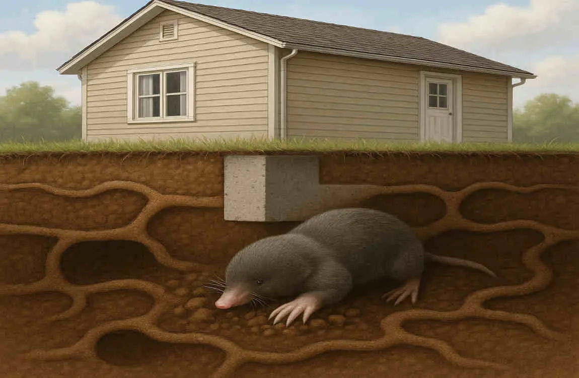 can moles get under your house
