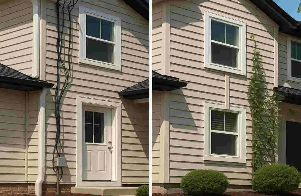 How to hide electrical wires outside of a house?