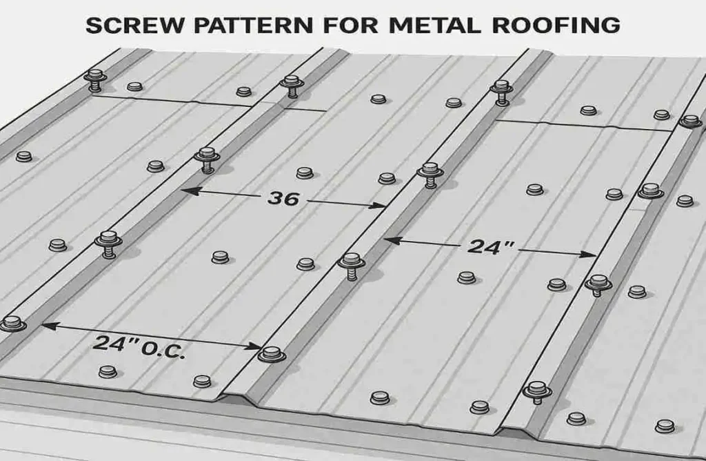 screw pattern for house metal roofing