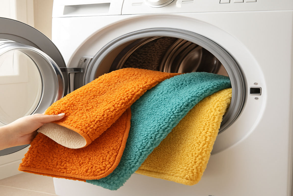 can you wash bathroom rugs in the home washing machine