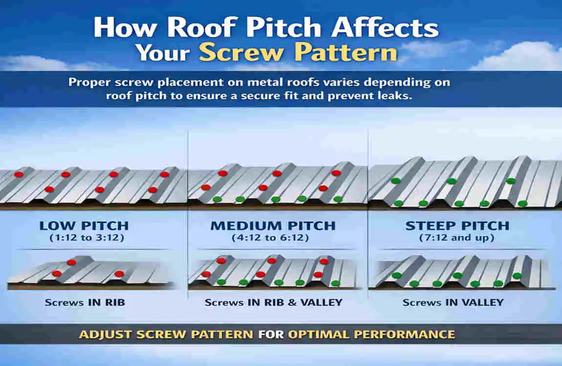 screw pattern for house metal roofing