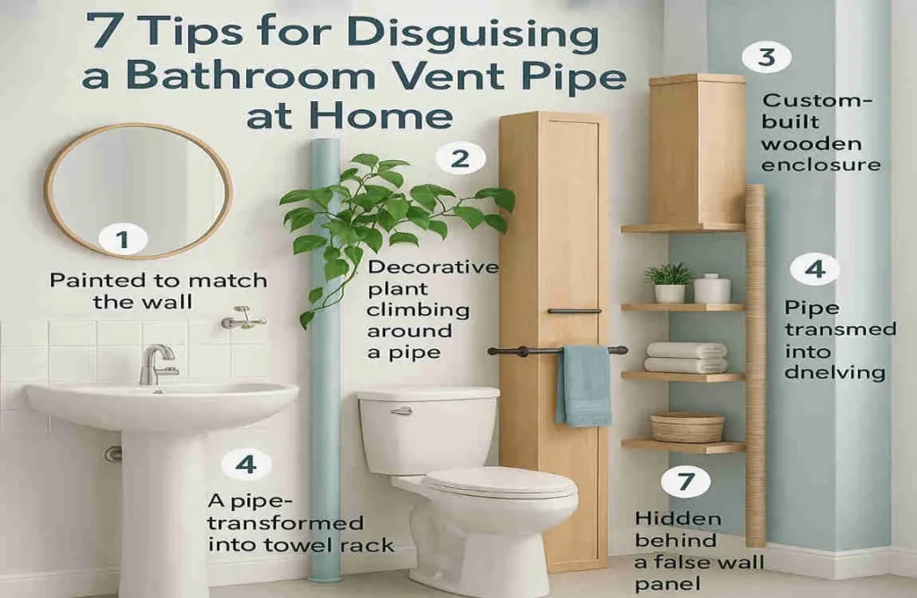 how to disguise a bathroom vent pipe near house floor