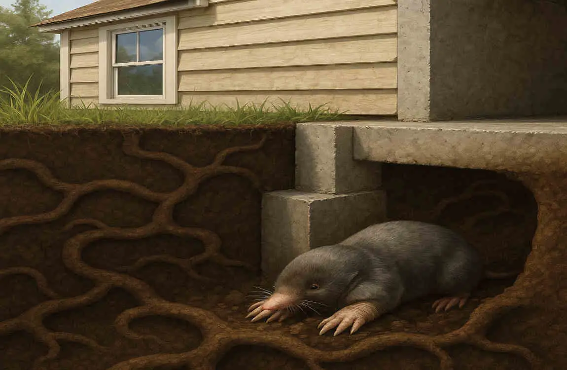 can moles get under your house