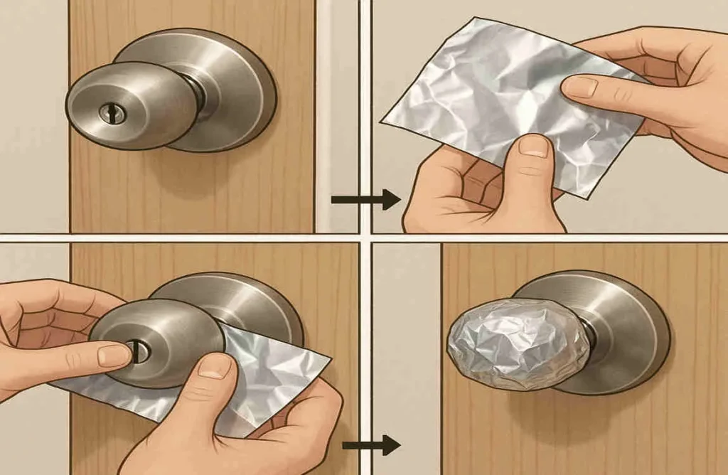 wrap foil around door knob