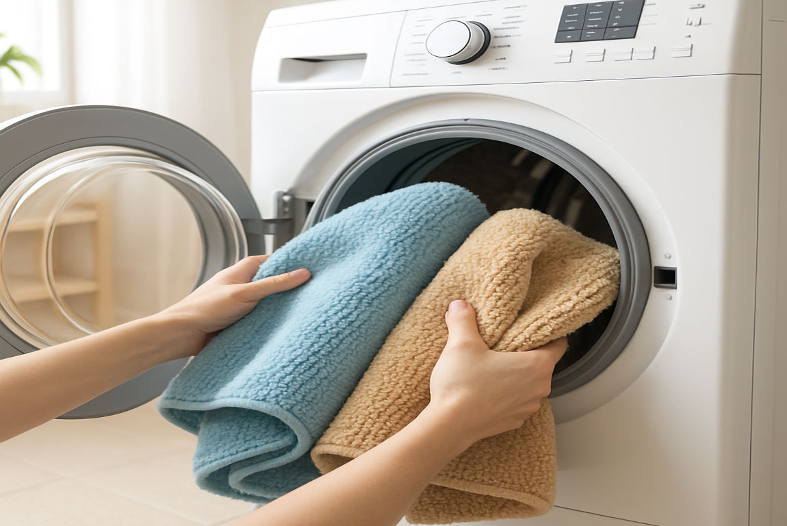 can you wash bathroom rugs in the home washing machine