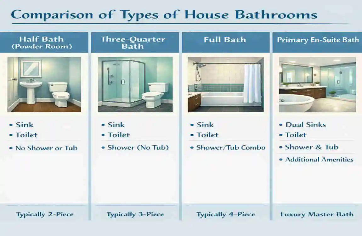 10 Types of House Bathrooms: From Compact Powder Rooms to Luxe Spa Retreats