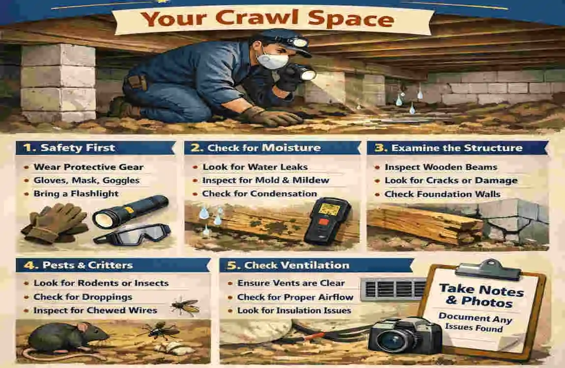 unexcavated crawl space in House 