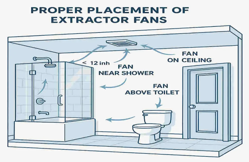 where to put extractor fan in bathroom