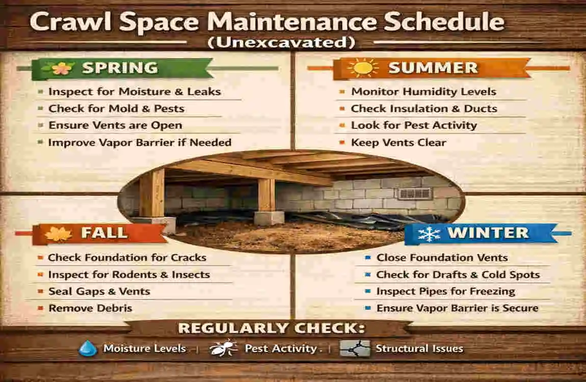 unexcavated crawl space in home