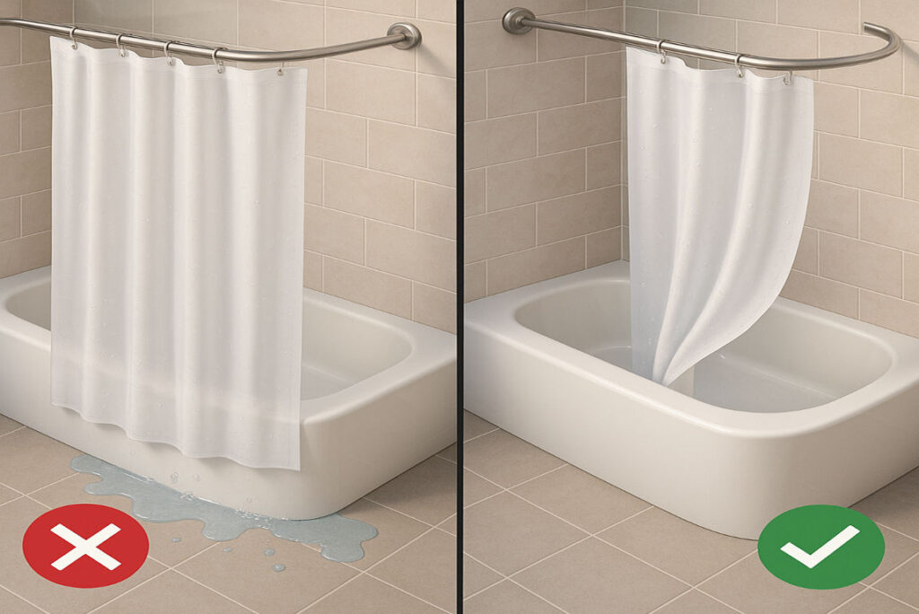 which way does a home shower liner go
