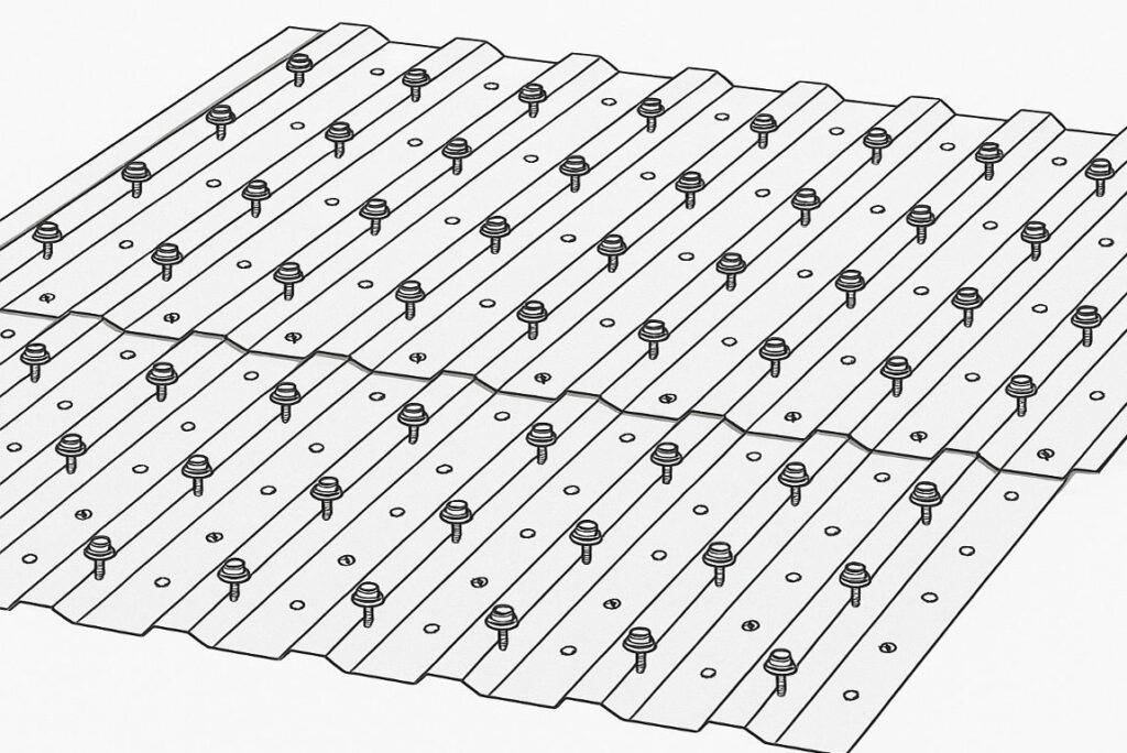 screw pattern for house metal roofing