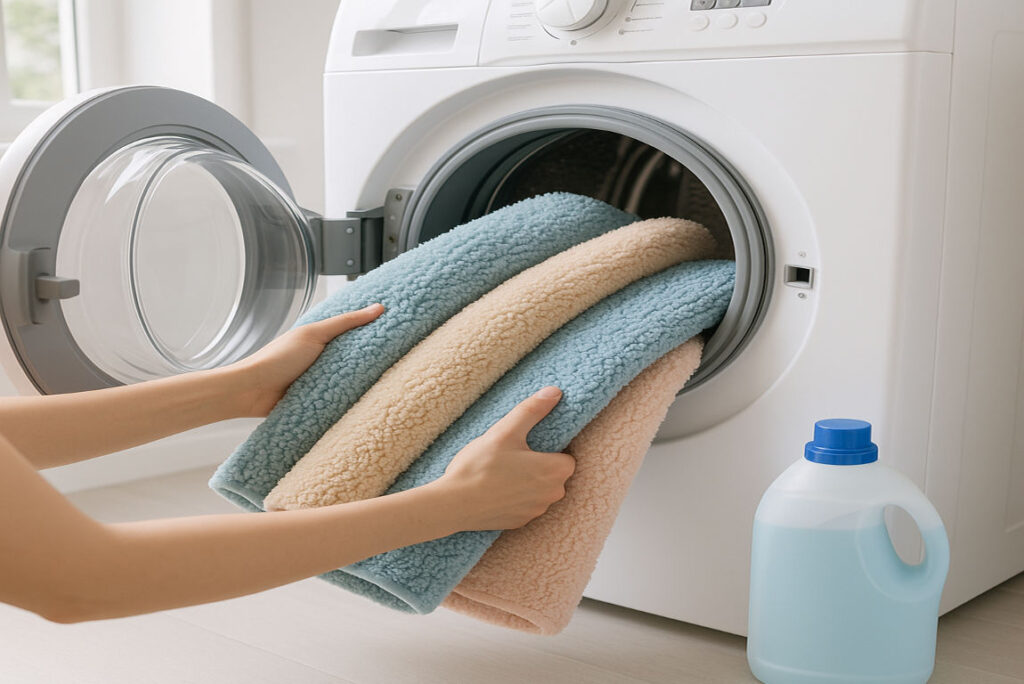 can you wash bathroom rugs in the home washing machine