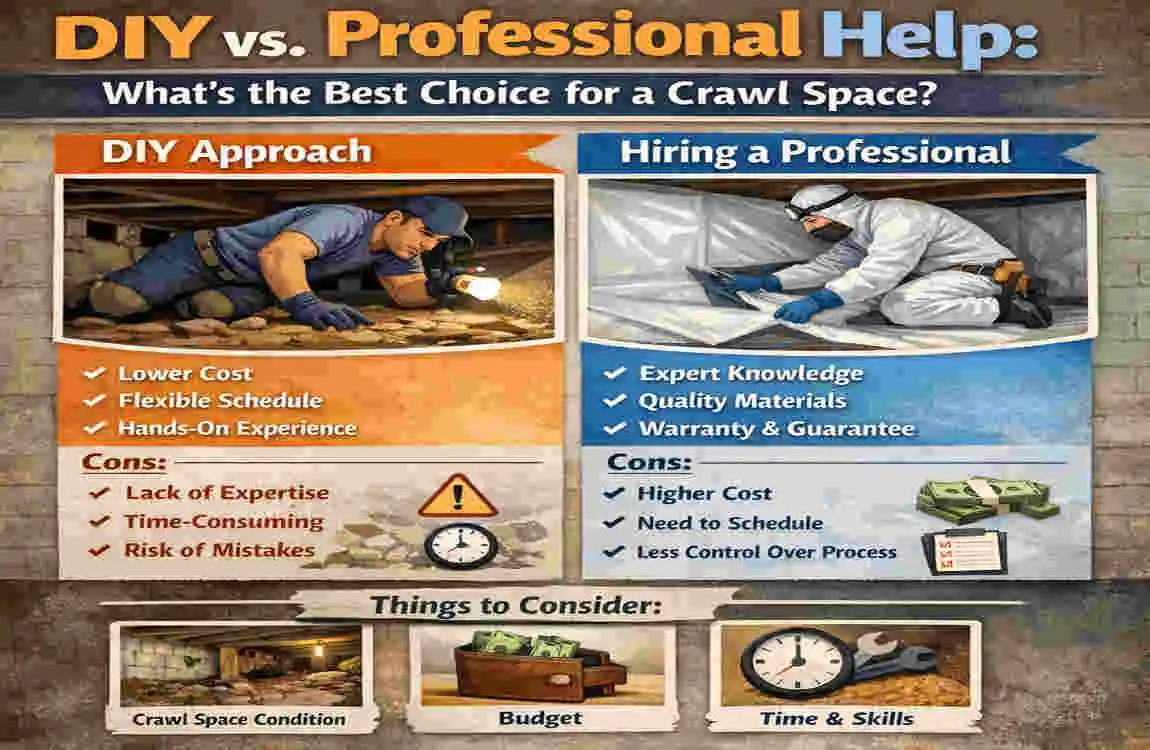 unexcavated crawl space in House 