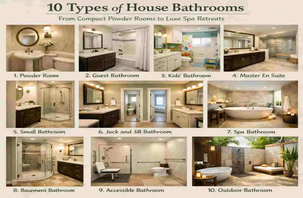 10 Types of House Bathrooms: From Compact Powder Rooms to Luxe Spa Retreats