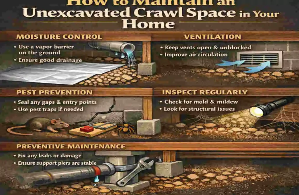 unexcavated crawl space in home