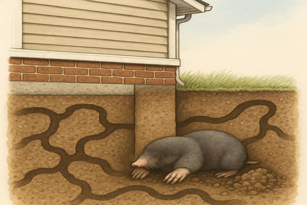 can moles get under your house