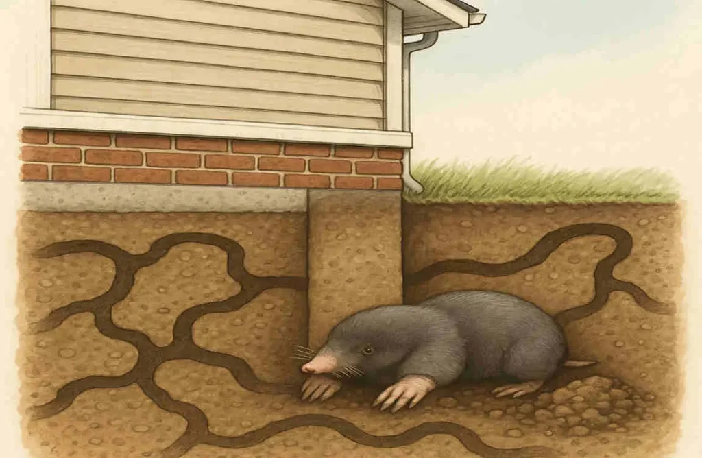 can moles get under your house