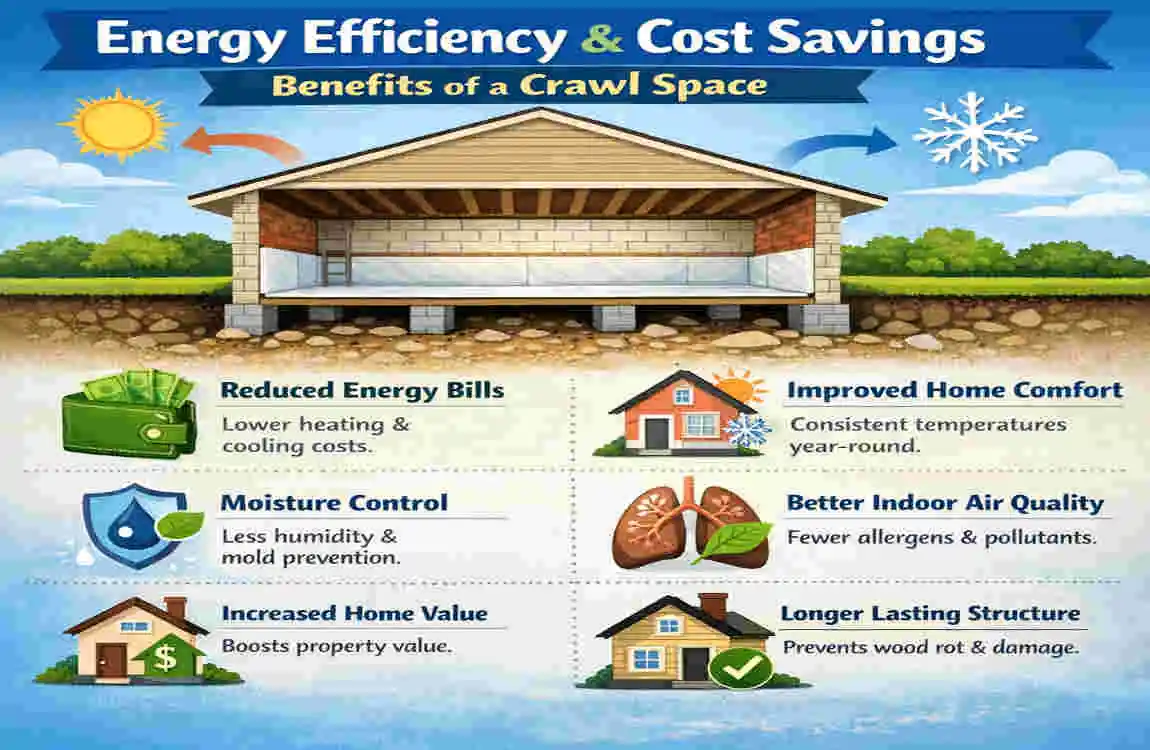 unexcavated crawl space in House 