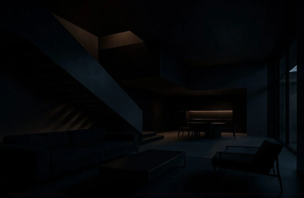 dark modern house interior