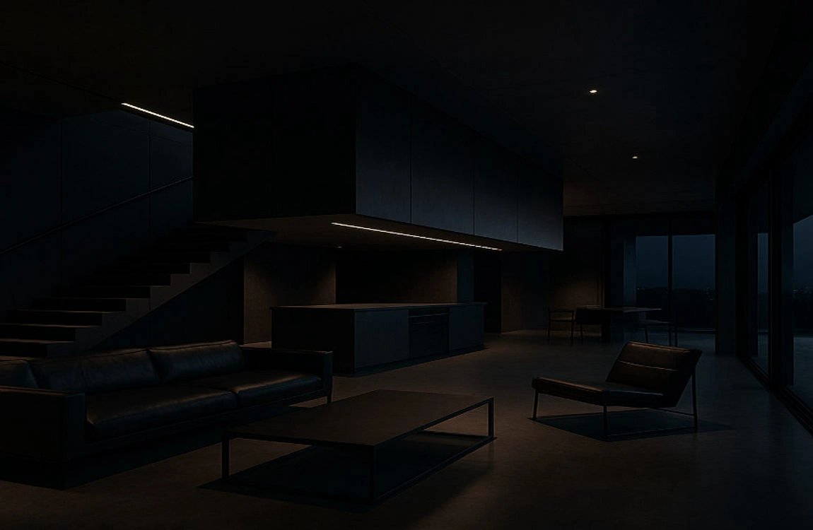 dark modern house interior