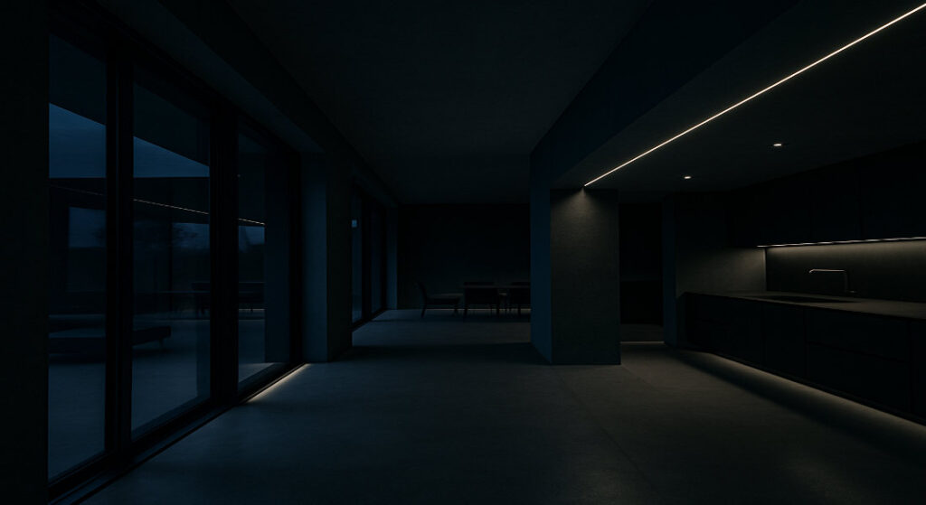 dark modern house interior