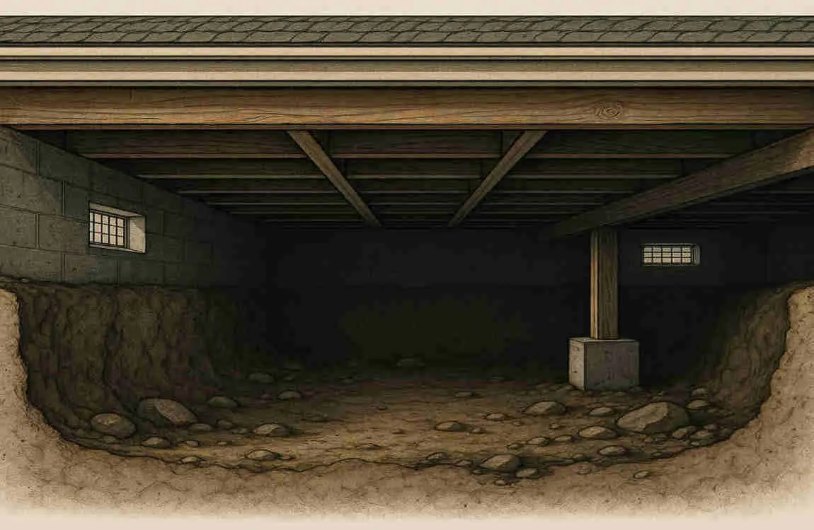 unexcavated crawl space in home