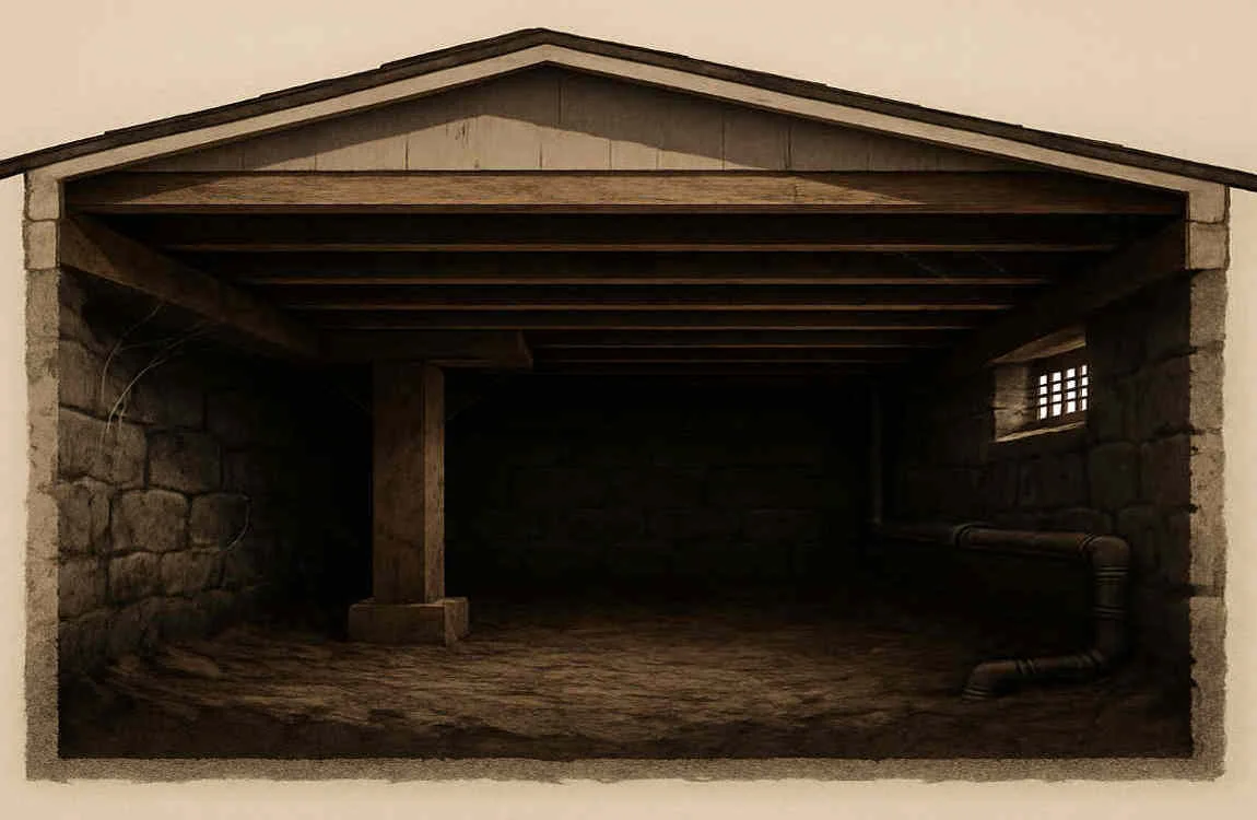 unexcavated crawl space in home