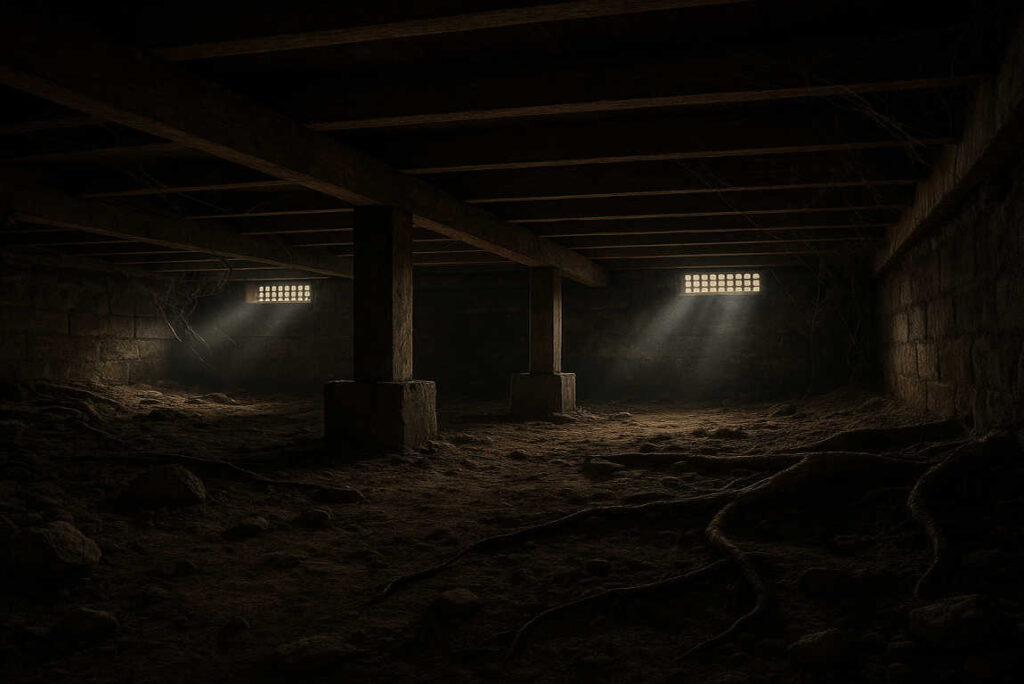 unexcavated crawl space in home