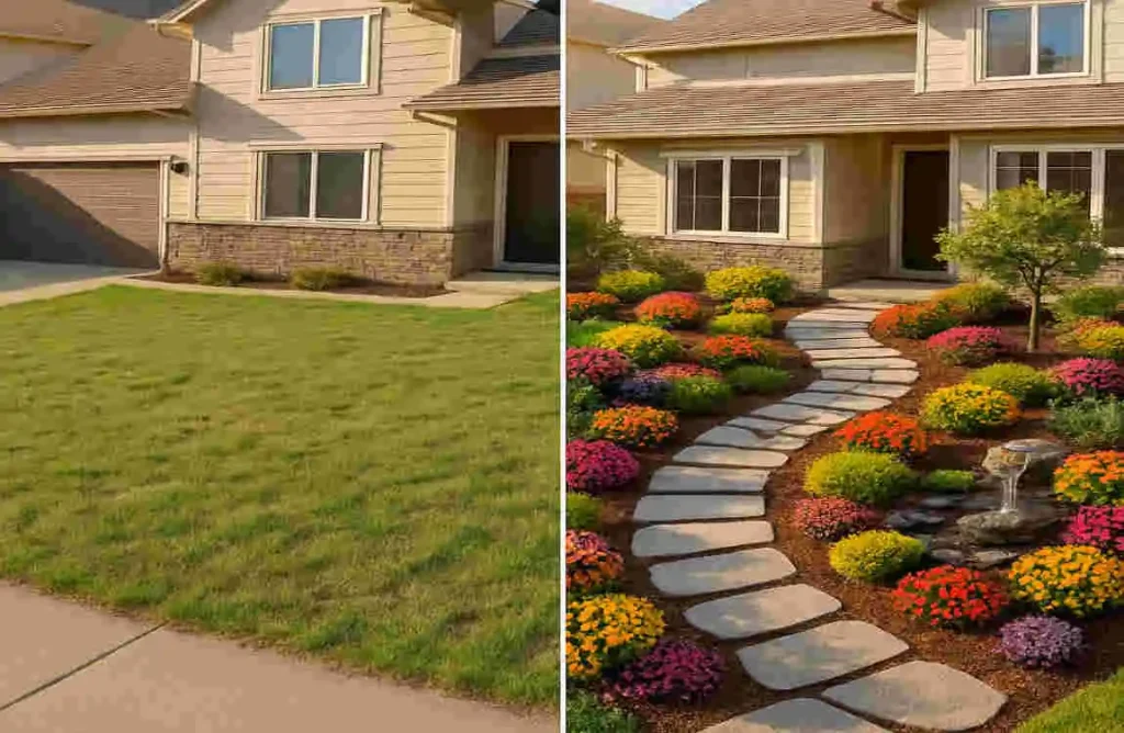 Simple house cheap garden landscaping ideas