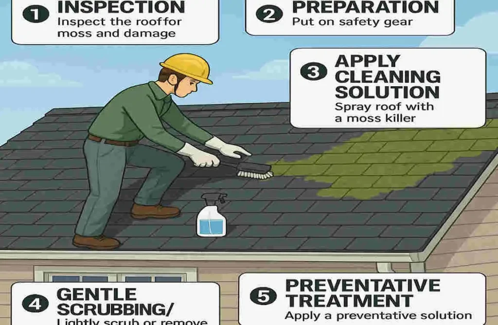 cleaning moss off house roof