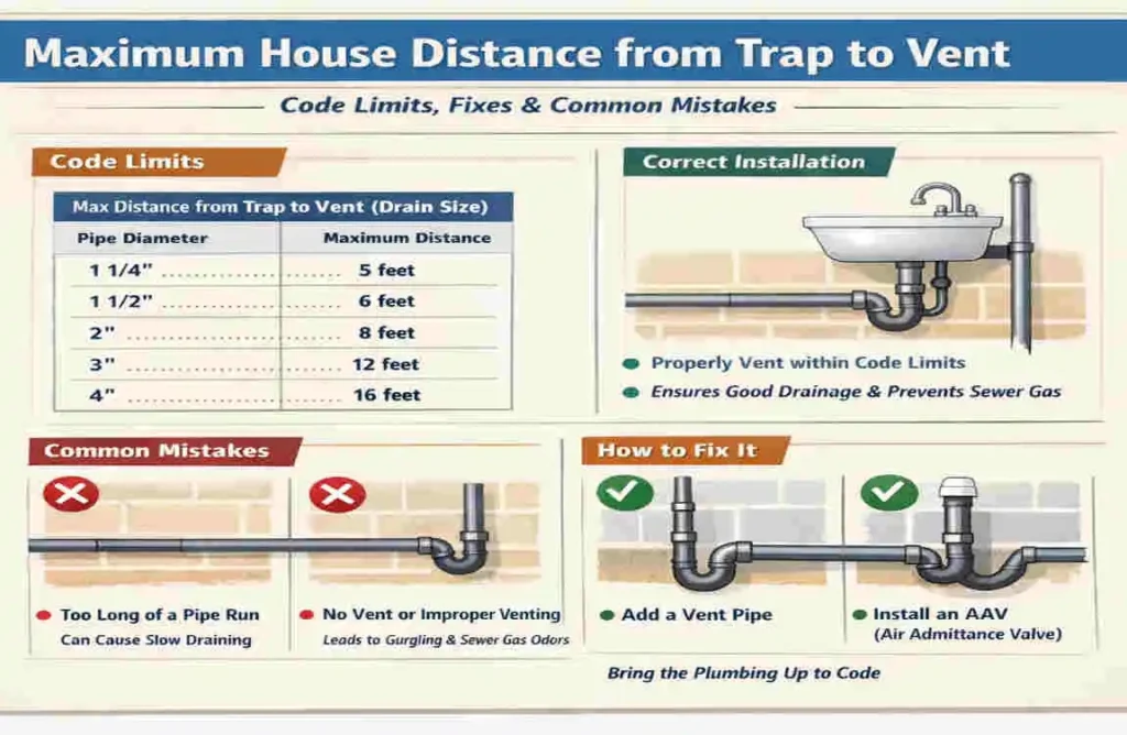 Maximum House Distance from Trap to Vent: Code Limits, Fixes & Common Mistakes