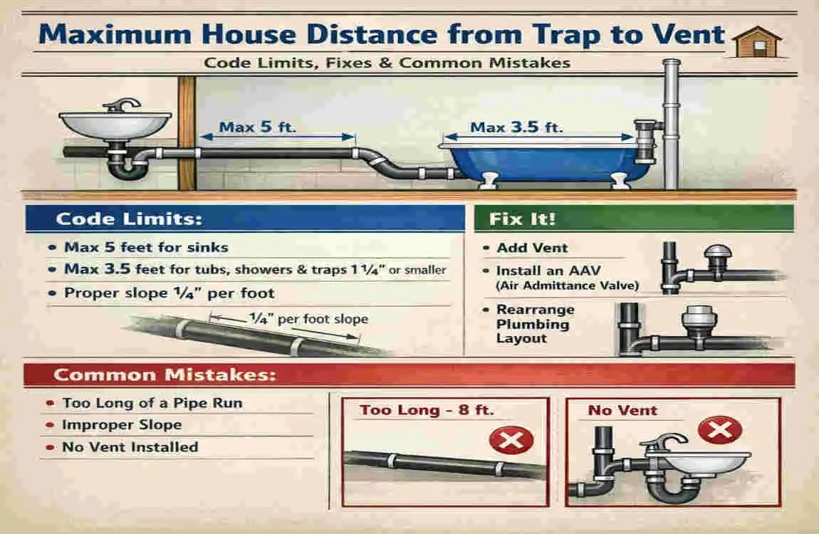 Maximum House Distance from Trap to Vent: Code Limits, Fixes & Common Mistakes