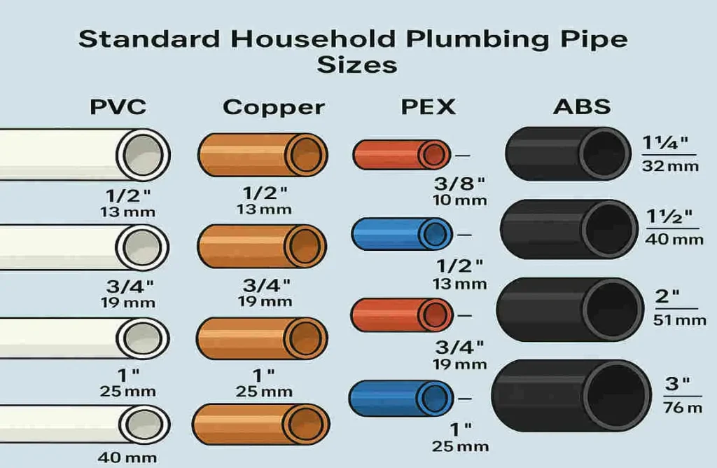 household plumbing pipe sizes