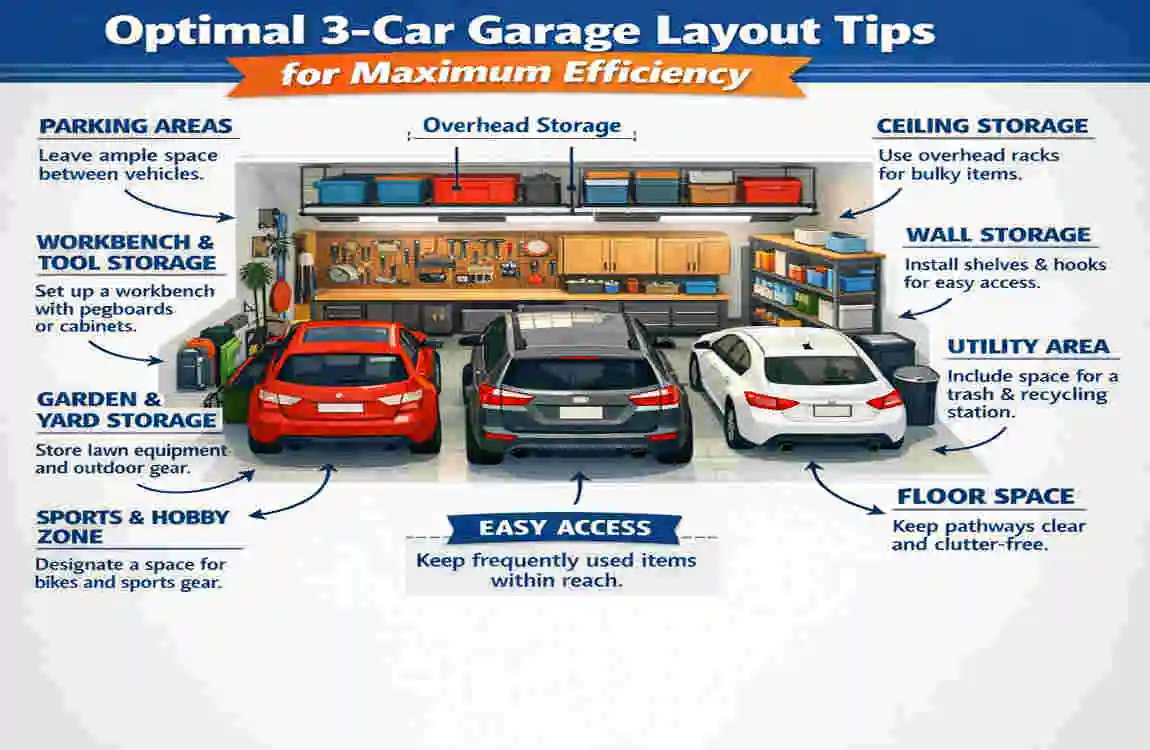 how many square feet is a 3 car garage